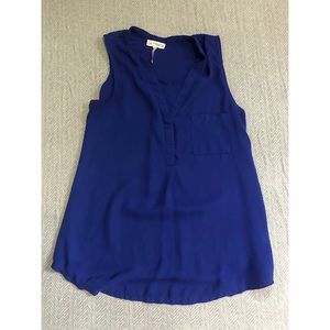 Blue Chiffon Tank with Pocket